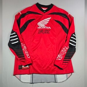 Vintage Fox Racing x Honda Motocross Jersey - Red Black White - Size Large